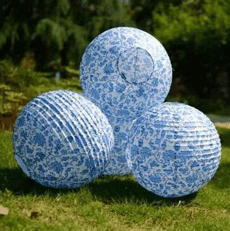 blue and white paper lanterns